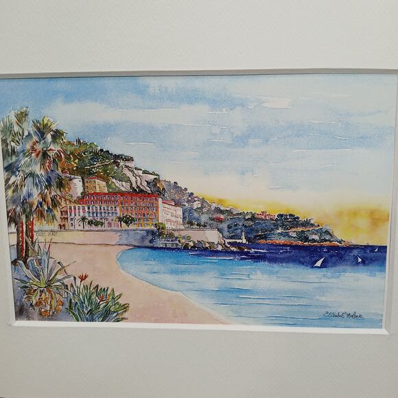 Mont Boron Nice France Coastal Matte Mounted Art Print Elisabeth Toulouse 10x12 - Picture 3 of 10